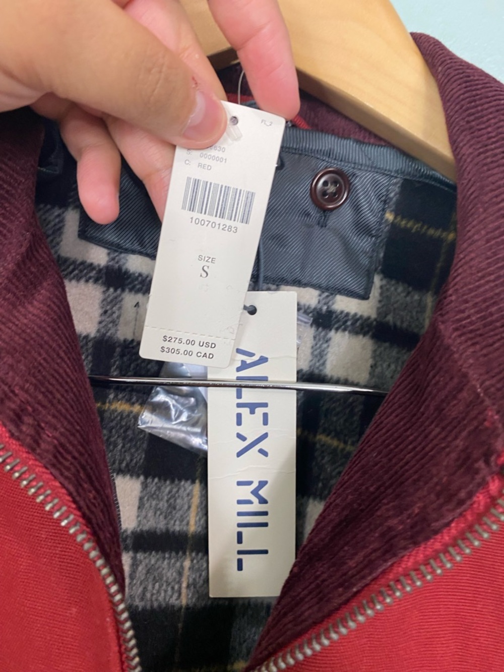 Alex Mill Alison Utility Jacket Red Corduroy Collar Anthropologie Small - Picture 3 of 7